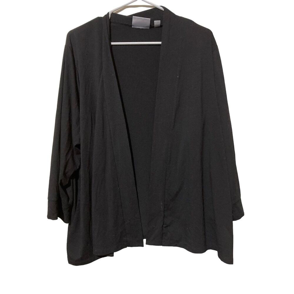 Avenue‎ Cardigan Sweater Womens Plus Size 26/28 Black Open Front Short Sleeve